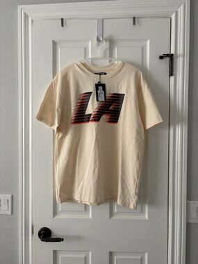 Nike Cream Short-Sleeve Tee with Black and Red LA Logo